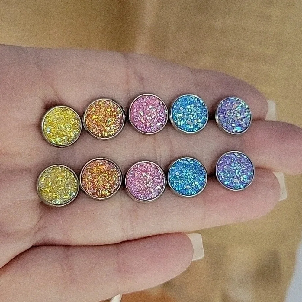 Pastel Druzy Stud Earrings, choice of color